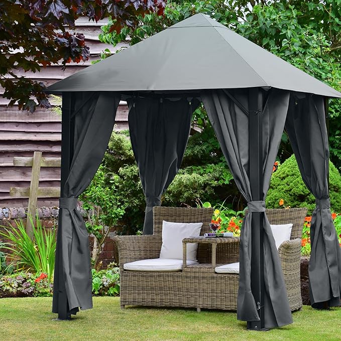 THE ECO SPACE 2 MTR X 2 MTR GAZEBO IN GRAPHITE GREY EXTREME HEAVY DUTY
