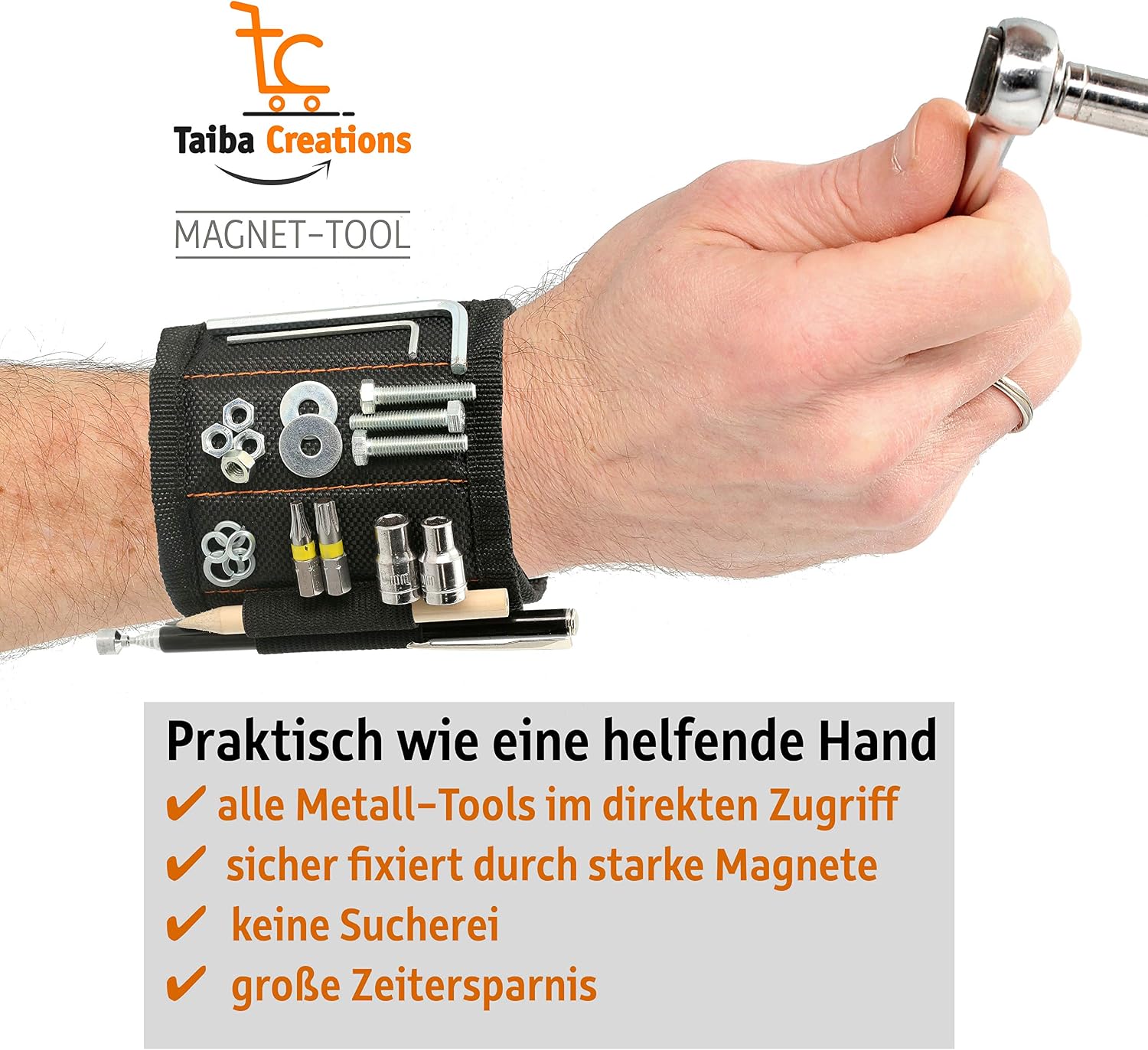Gifts for Men Magnetic Bracelet Craftsman Includes Magnetic Rod with LED Light and Pencil to Hold Screws and Nails - Image 5