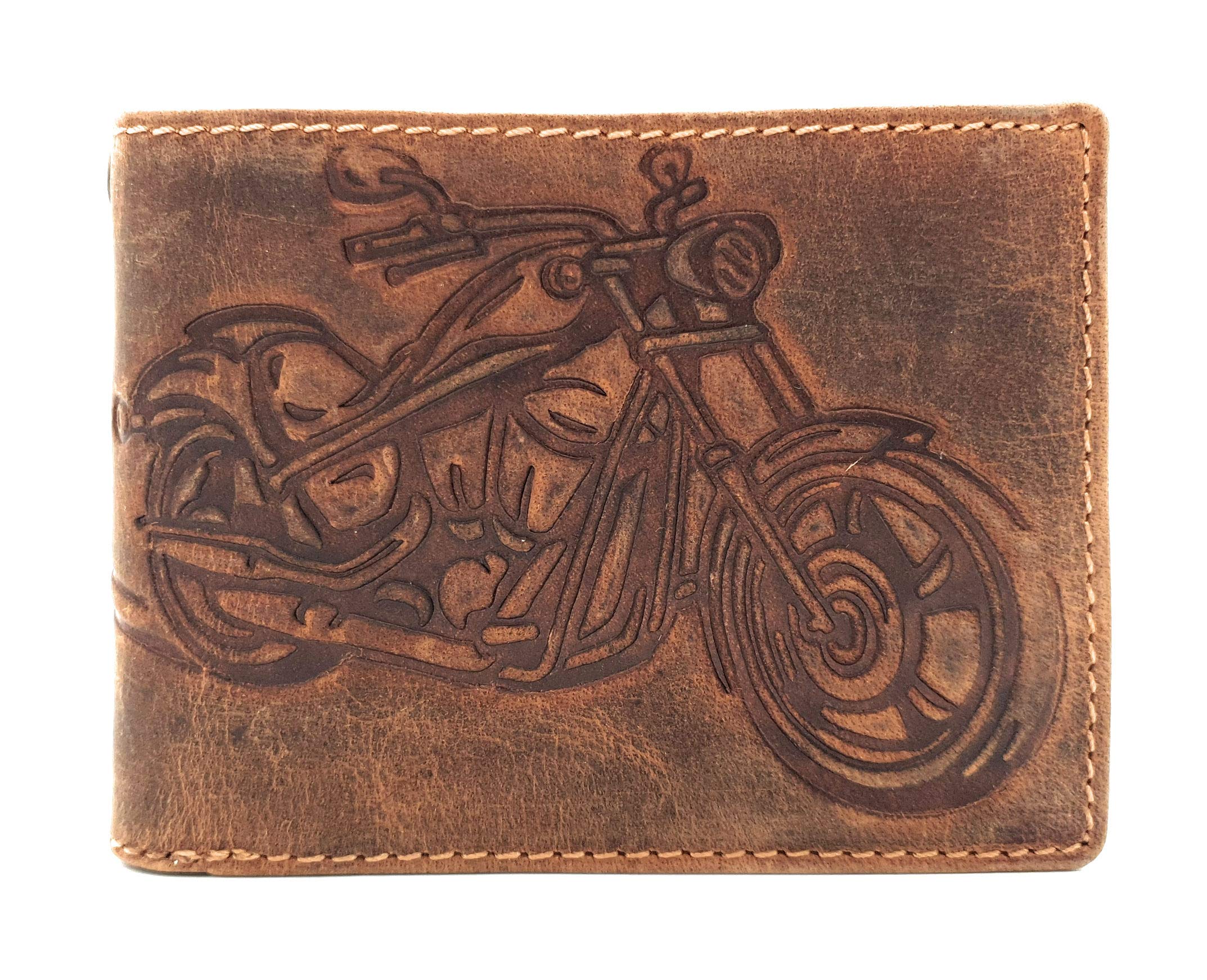 Genuine leather biker wallet cross Hunter leather wallet motorcycle with RFID protection.