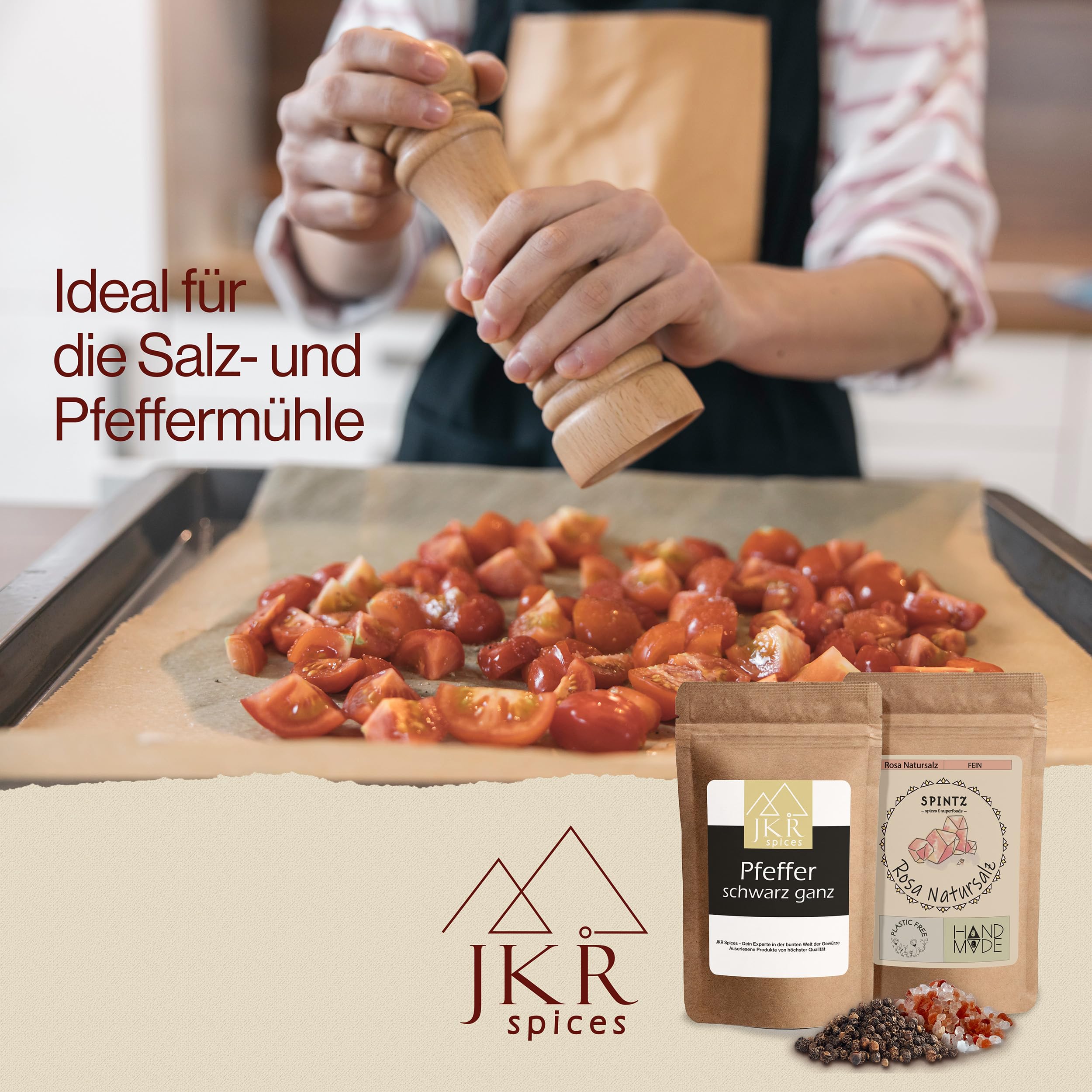 JKR Spices® 250g Schwarzer Pfeffer ganz + SPINTZ 500g Rosa Natursalz grob - Kombi Angebot | ganze Pfeffer Körner + Grobes Salz für Pfeffermühle | 100% natürliche Pfefferkörner und Kristallsalz 3