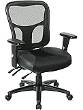 Office Star Breathable ProGrid Back with Leather and Mesh Seat Adjustable Black Managers Chair and Nylon Base