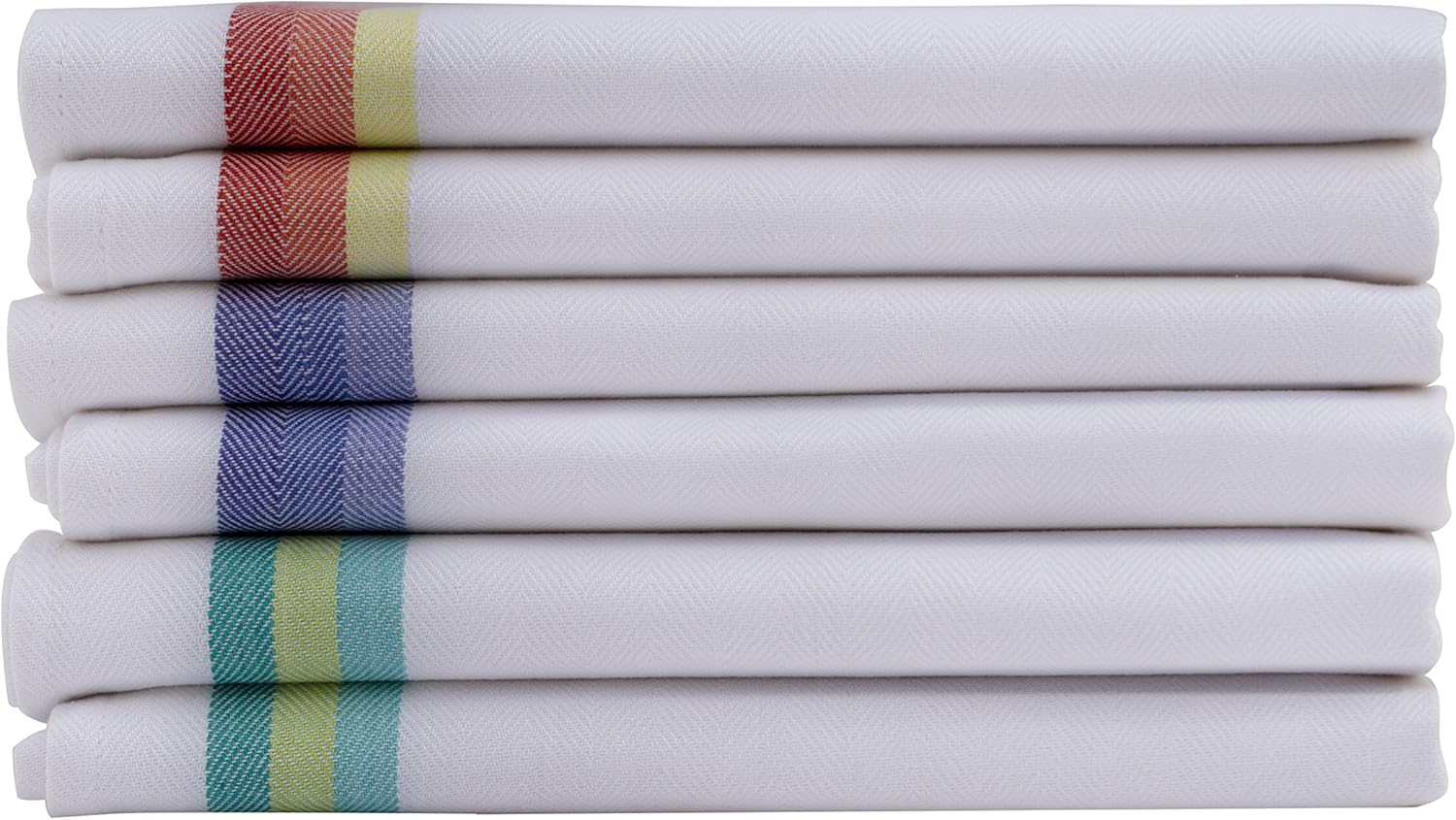 Harringdons Kitchen Dish Towels Set of 12-Tea Towels 100% Cotton. Large Dish Cloths 28"x20" Soft and Absorbent. White with Blue, Green and red Stripes, 4 of Each. There's no Substitute for Quality: Home & Kitchen