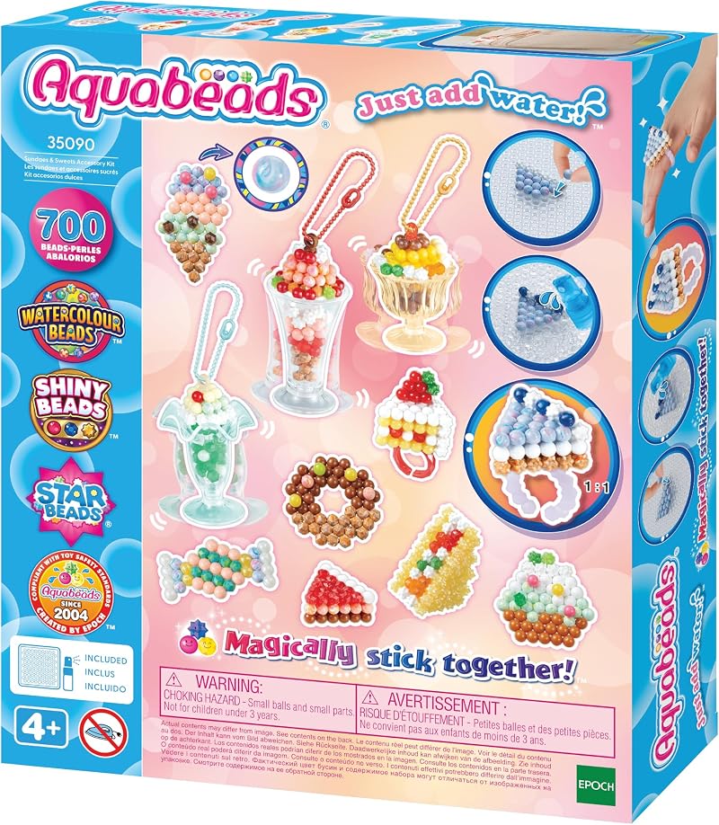 Aquabeads Sundaes & Sweets Accessory Kit 35090 700 Beads 31 Colours