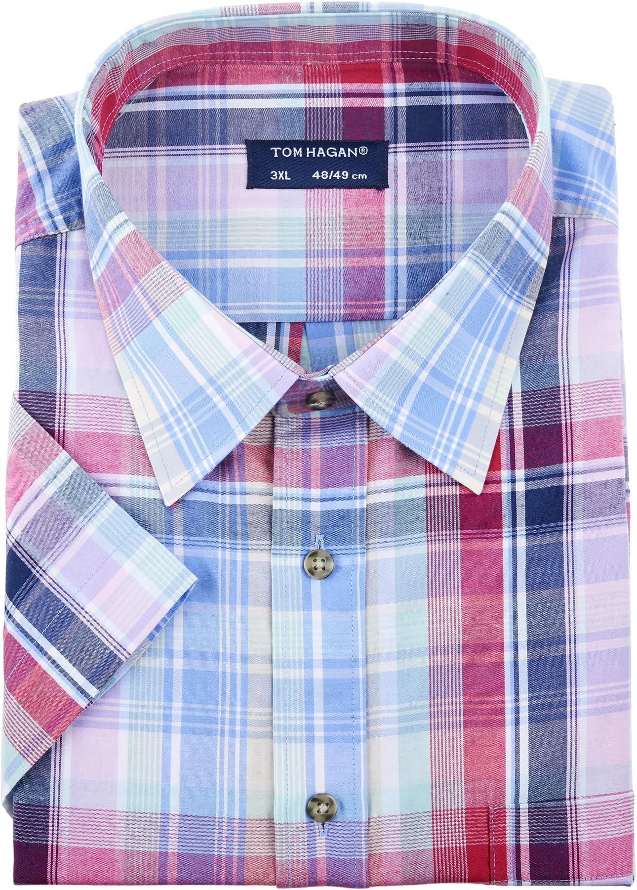Men Tom Haggan Papa Shirt Sleeve Big King Size Check Pattern Casual Formal 3XL 4XL 5XL 6XL