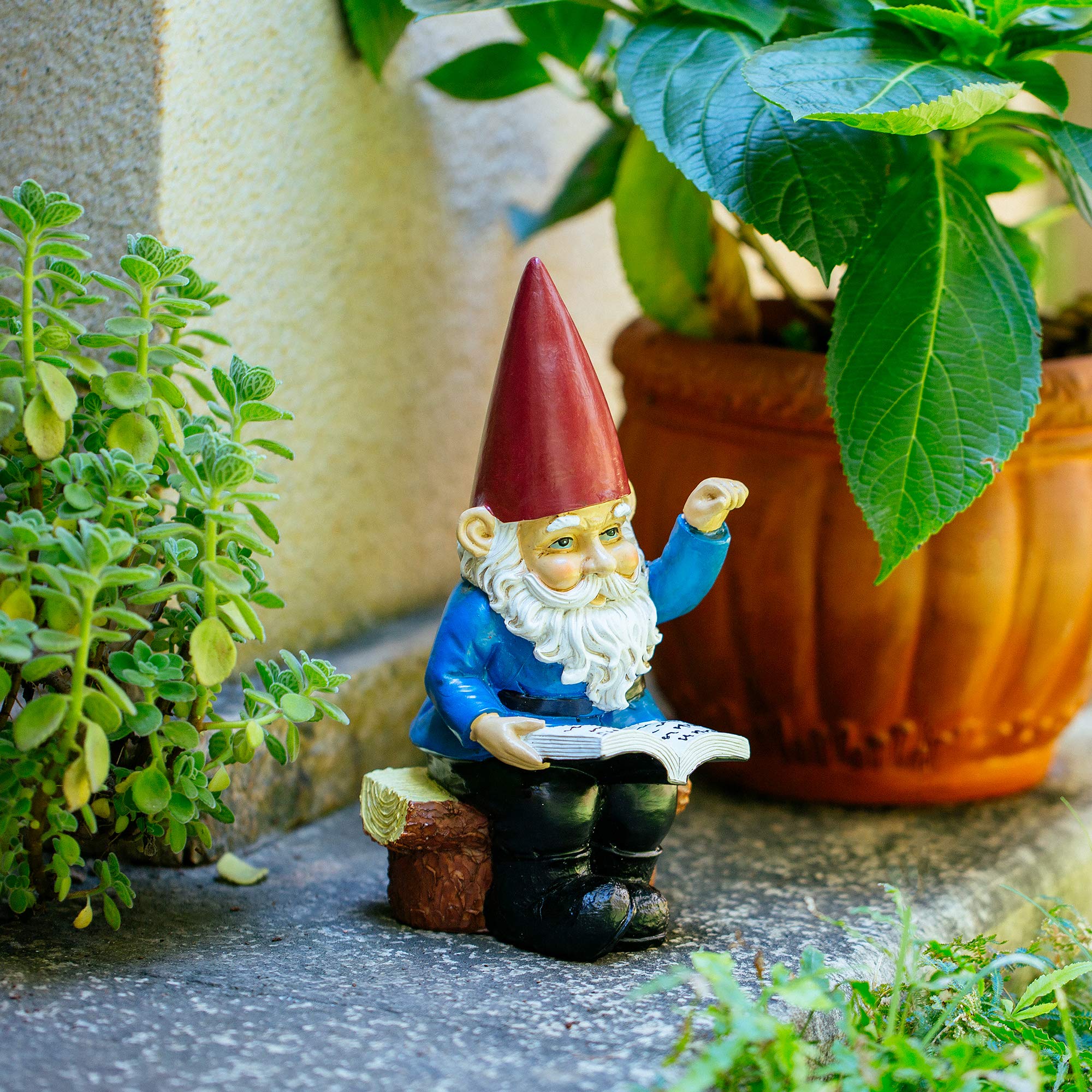 HomDSim Garden Gnome Statue In Reading Book Gnomes Dwarfs 9.5 Inch, Polyresin, Full Color Funny Lawn Ornaments and Statues