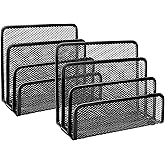 �鶹�� Basics Mail Organizer Letter Holder for Desk, Metal Mesh with 3 Vertical Compartments, 2 Pack