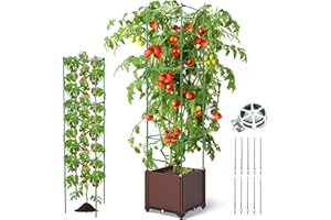 Aboofx Raised Garden Bed Planter Boxes with Trellis for Climbing Vegetables Plants, Tomato Planter Box with Adjust Plant Trellis Clips and Ties, Garden Trellis for Indoor Outdoor Plant Fruit Flower
