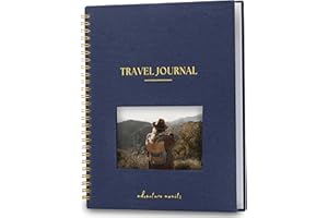 Nook Theory Personalized Travel Journal for Women, Men - Linen Travelers Notebook, Adventure Book with Prompts, Perfect for Travel Gifts (Indigo)