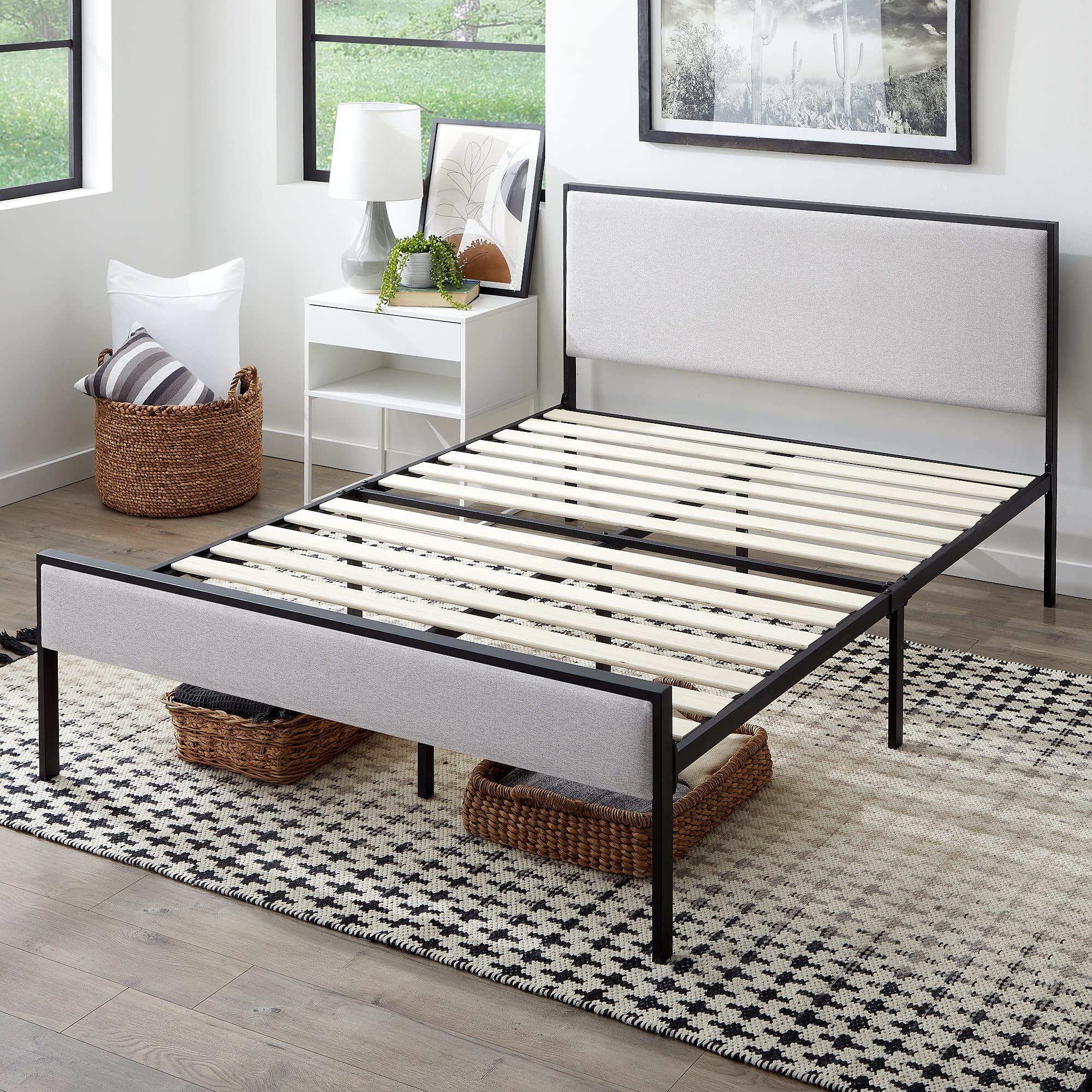 Photo 1 of ***UNKNOWN MISSING PIECES/DAMAGES*** Edenbrook Hudson Queen Platform Bed Frame with Headboard-Underbed Storage-Queen Bed Frame No Box Spring Needed-Metal/Upholstery