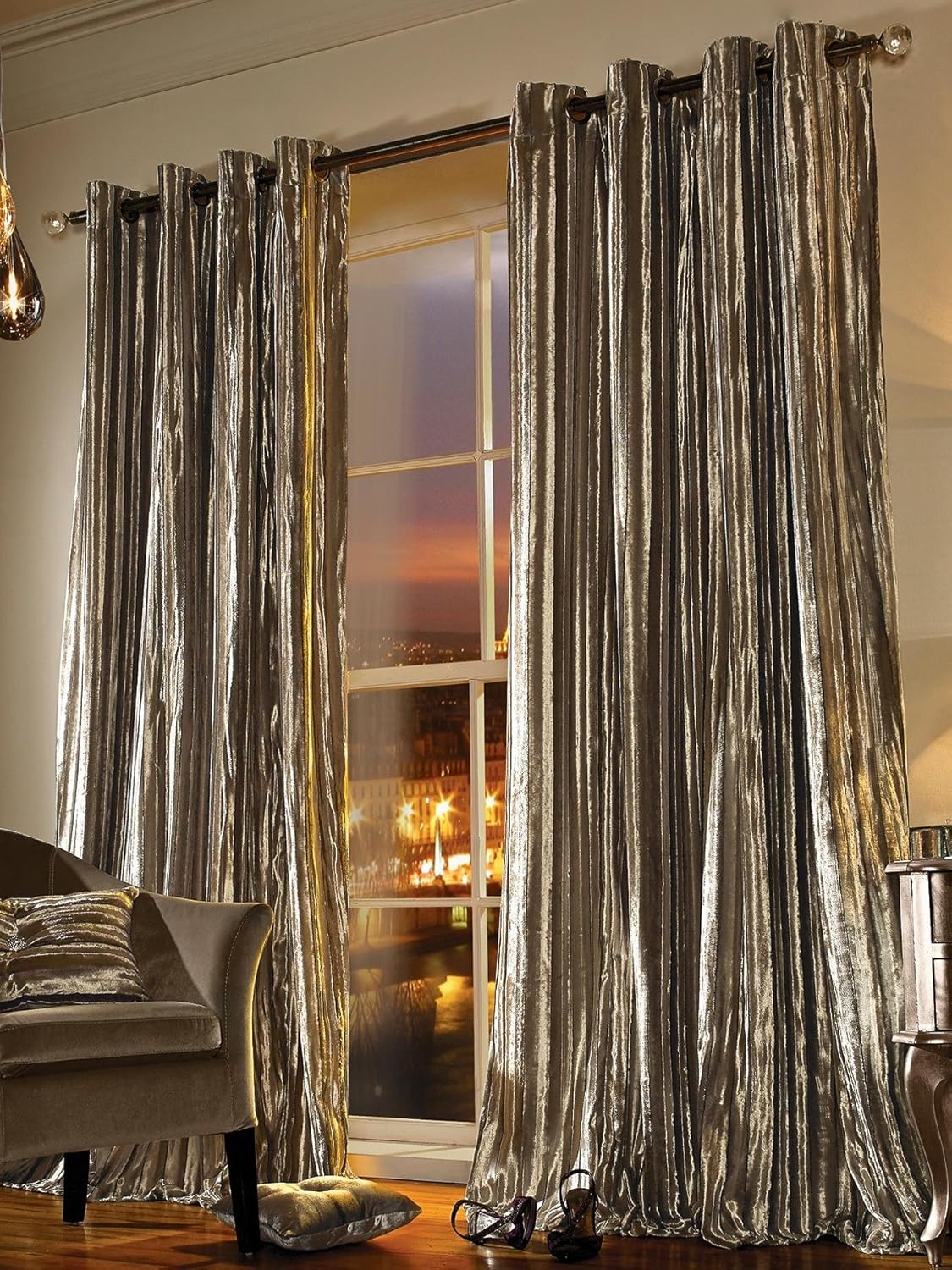 Kylie Minogue Iliana Lined Eyelet Curtains Single Curtain Width