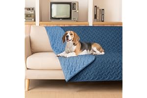 gogobunny 100% Double Sided Waterproof Dog Blanket Soft Pet Bed Cover Reversible Protect Furniture Couch Sofa Car for Puppy Cat Kids (Dark Blue/Light Blue, 52x82 Inch (Pack of 1))