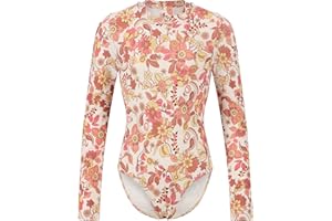 Billabong Girls Long Sleeve Onesie Rashguard Swimsuit with UPF 50+ Sun Protection, Quick Drying Bathing Suit