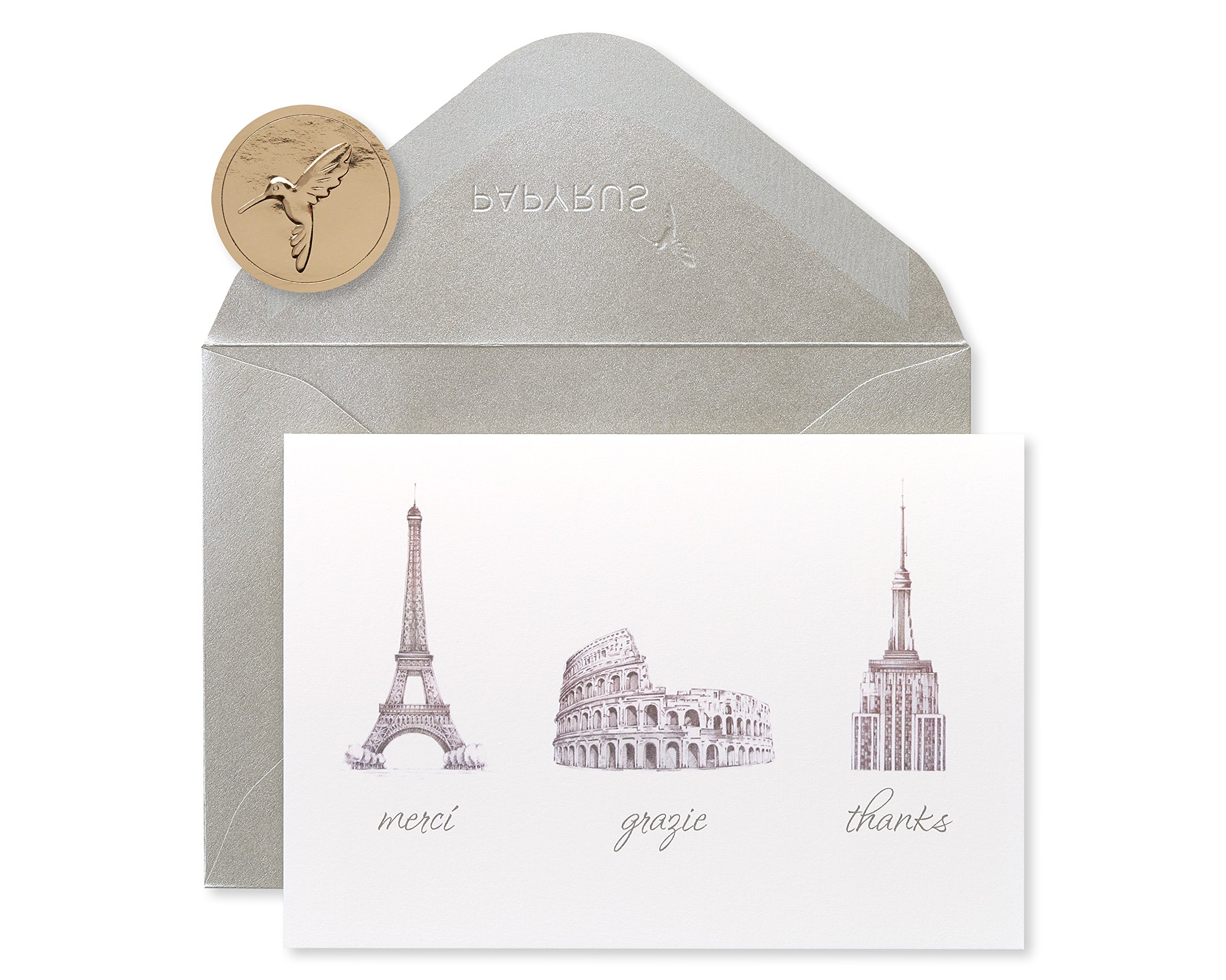 Papyrus Thank You Cards with Envelopes, World Icons (14-Count)