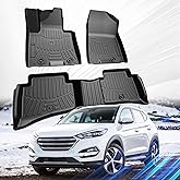 SSESS Car Floor Mats for Hyundai Tucson 2016-2021, TPE All Weather Protection Floor Mats, Custom Fit 1st & 2nd Row Car Floor Liners Set, Heavy Duty Accessories, Black