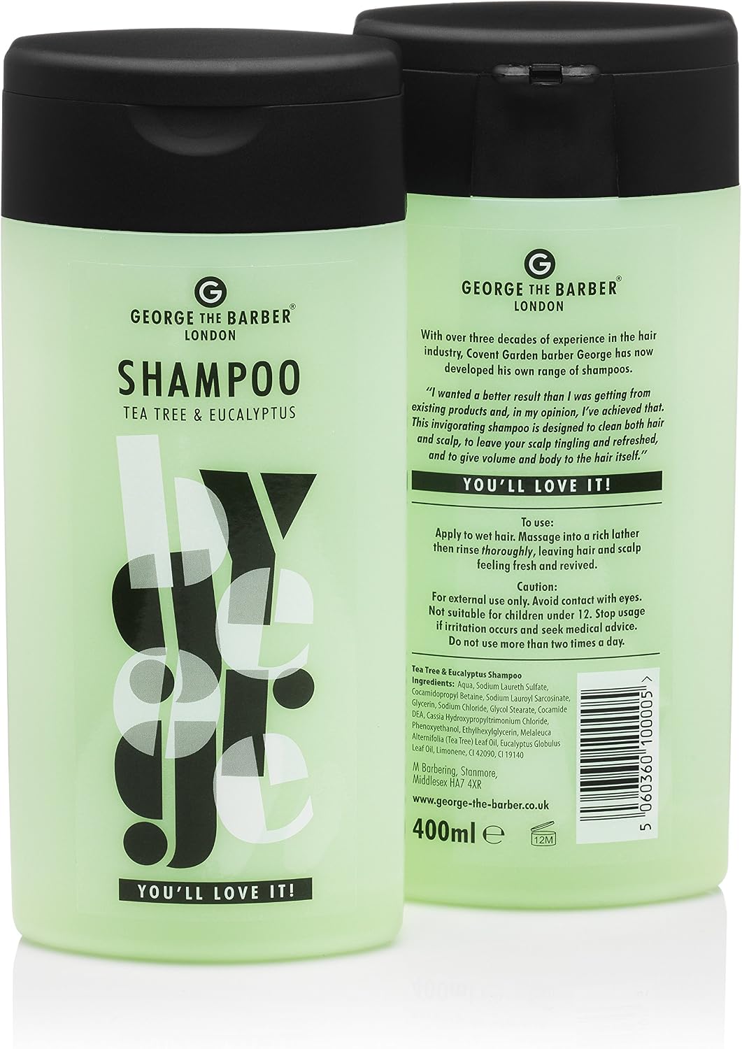 George the Barber, Tea Tree and Eucalyptus Invigorating Shampoo for Men, Lime Green, 400 ml (Pack of 1) - Image 3