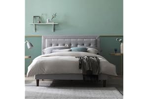 ZINUS Dachelle Upholstered Platform Bed Frame, Mattress Foundation, Wood Slat Support, No Box Spring Needed, Easy Assembly, Grey Sand, King