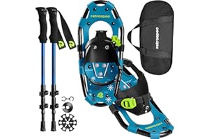 Retrospec Drifter Kids Snowshoes Bundle with Adjustable Trekking Poles - Lightweight Aluminum Hiking Sticks Collapsible for Boys & Girls All Terrain - Walking Sticks with Carrying Bag