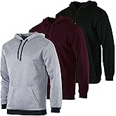 Real Essentials 3 Pack: Men's Fleece Pullover Hoodie - Long Sleeve Hooded Sweatshirt Pockets (Available in Big & Tall)