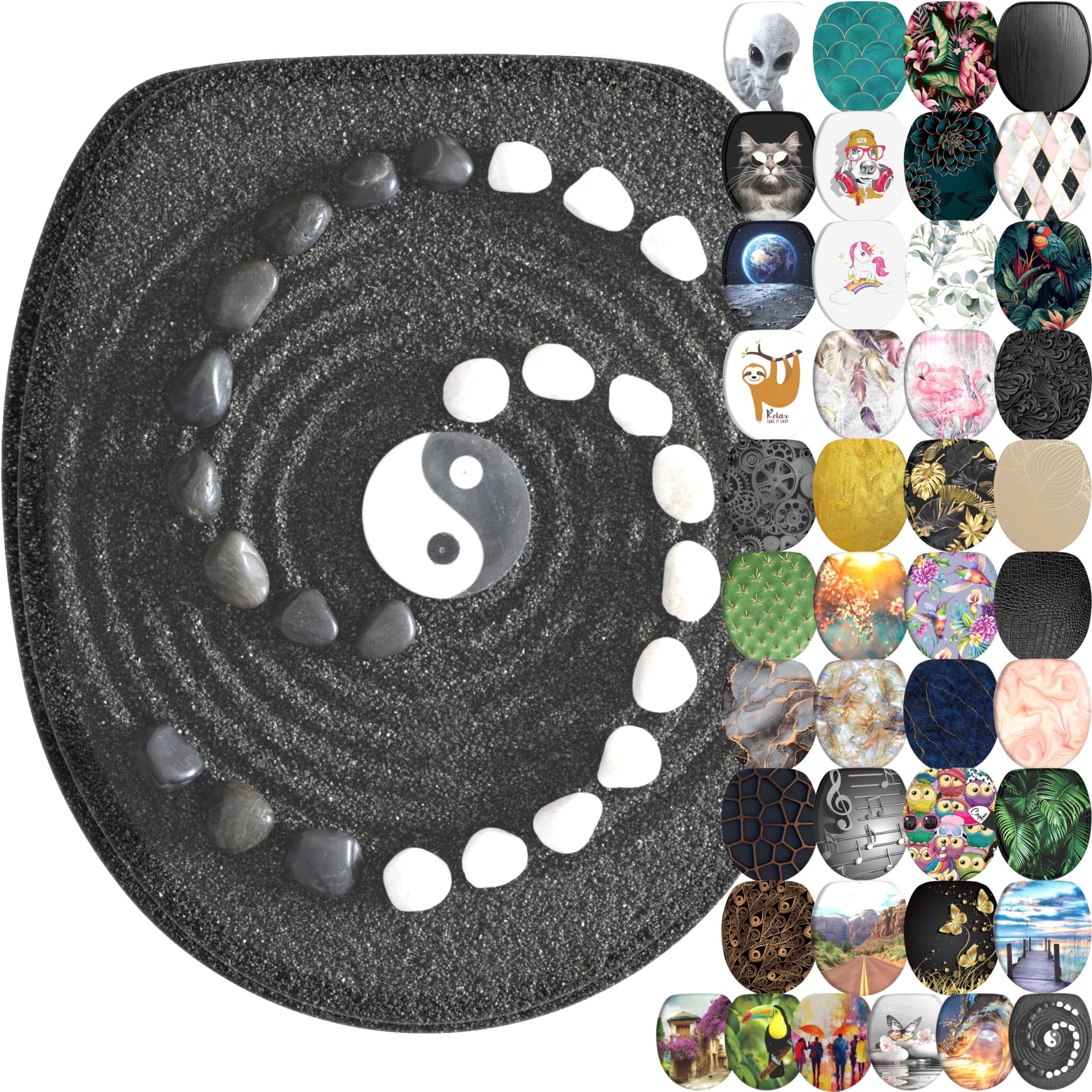 Sanilo Soft Close Toilet Seat, Wide Choice of New Toilet Seats, Stable Hinges, Easy to Mount (Yin Yang)