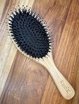 RustiK Boar Bristle Hair Brush Bamboo Oval Detangling Scalp Massage Anti Static view 5
