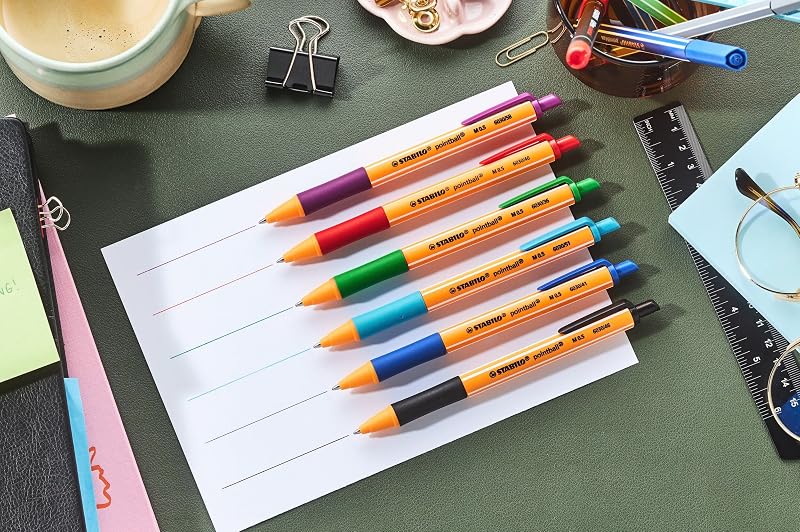 pointball - Stylo bille - Pochette x 6 stylos bille rechargeables - Coloris assortis