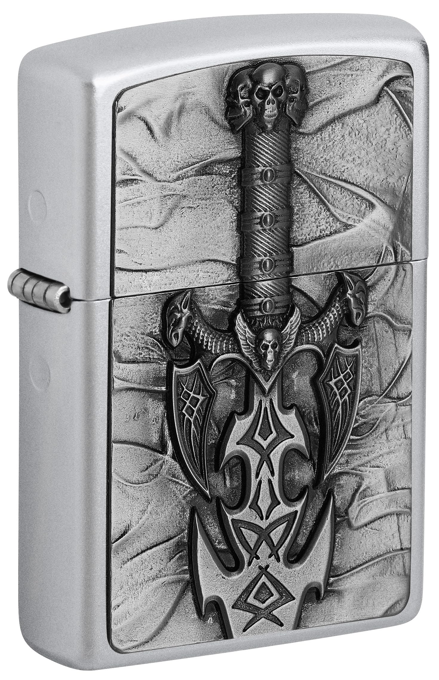 ZIPPO – Satin Chrome - Dark Side Sword, Emblem – gasoline Windproof lighter, refillable, in gift box