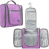 PAVILIA Toiletry Bag Travel Bag for Women Men, Hanging Cosmetic Organizer, Water Resistant Makeup Bag for Accessories Toiletries, Large Travel Essentials Kit (Purple)
