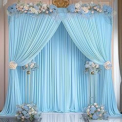 Blue Backdrop Curtains 4 Panels - Wrinkle-Free