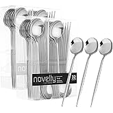 Novelty Modern Flatware, Cutlery, Disposable Plastic Soup Spoons Luxury Silver 64 Count