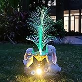 Yardancer Solar Rabbit Garden Statues,LED Lights Outdoor with 7 Multi-Color Changing Modes Solar Garden Decor Yard Lights Outside Patio Lawn, Gifts for Mom Grandma Women Birthday