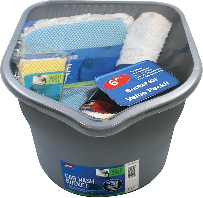 Carrand 94109VA Car Wash Bucket Kit (Bug Sponge, Wash Mitt
