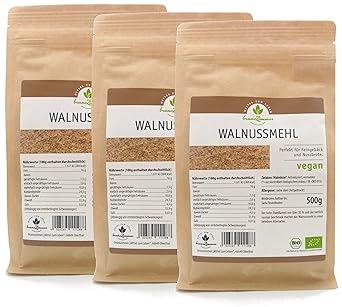 Walnussmehl Bio, 3er Pack (3 x 500 g)