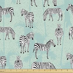 Ambesonne Zebra Fabric by The Yard, Striped Endemic