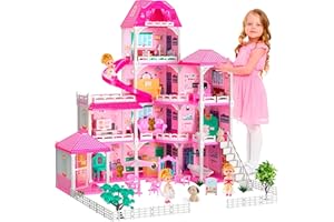 Seifar Doll House for Girls,10 Rooms Dollhouse with Dolls Figure, Puppies, Furnitures, Accessories, Playhouse Gift for Kids 3 4 5 6 7 8 9 10 Year Old