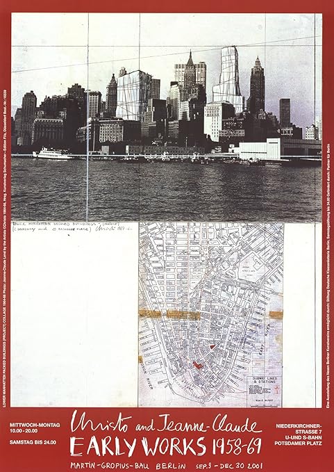Amazon Com Javacheff Christo Lower Manhattan 1964 33 X 23 25 Poster 01 Contemporary Red Gray Posters Prints