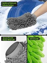 MR.SIGA Microfibre Car Wash Mitt 2 Pack Dual-Color Green Grey view 4