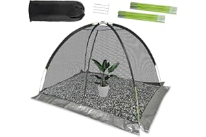 GULFMORE Garden Pond Cover Dome Netting, 1/2 in Mesh Fish Ponds for Outside, 7x5ft Garden Pond Tent Cover, Nylon Mesh Protective Pond Shield Garden Supplies, Includes Sturdy Pole and Zipper