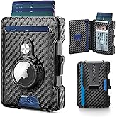 Airzoo AirTag Wallet for Men, RFID Blocking Slim Mens Wallet with Money Clip, Minimalist Credit Card Holder for Apple Air Tag, Pop Up Card,9-11Cards Capacity | ID Window | Cash Slot | Gift Box（Black）