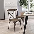 Merrick Lane Bardstown X-Back Bistro Style Wooden High Back Dining Chair in Dark Natural