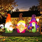 GIFTFIND 9.4ft Halloween Inflatable Three Wizard Gnomes Outdoor Decoration | Three lighted wizard gnomes create fun Halloween outdoor decorations for yards, lawns, porches, and parties