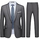 WULFUL Men's 2 Piece Slim Fit Suit Set One Button Blazer Jacket Pants Tuxedo Set for Party, Wedding and Business