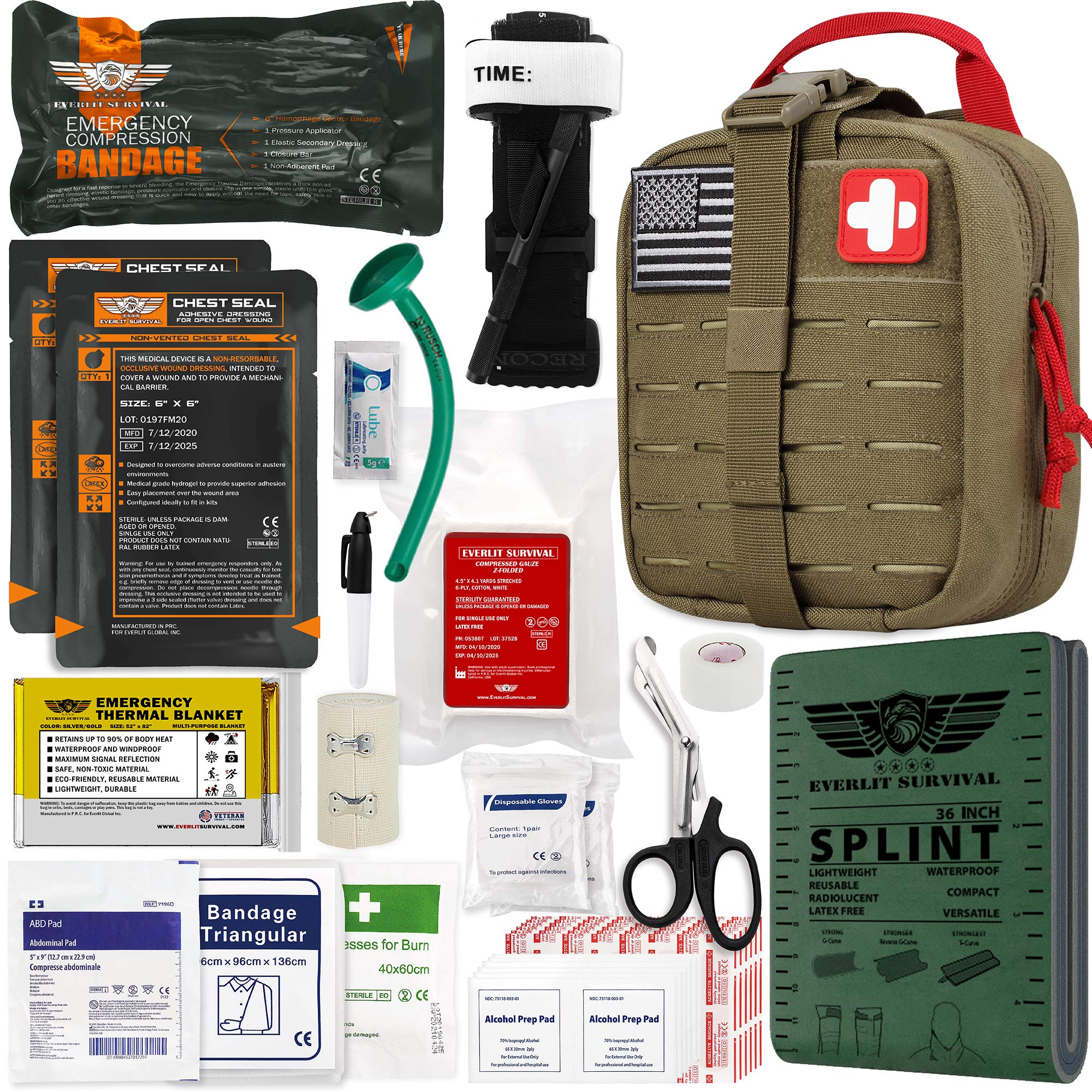 EVERLIT Emergency Trauma Kit GENII MilSpec Nylon Laser Cut Pouch with
