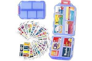 Pill Organizer with Medicine Labels Travel Daily Pill Container Mini Medication Organizer Storage Pill Organizer Travel Essen
