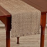 Park Designs Tweed Table Runner 13" x 36", Espresso | Hand-Loomed Yarn | Basket Weave Texture | Fringed Edges | Rustic Farmhouse Dining Table Accent Decor