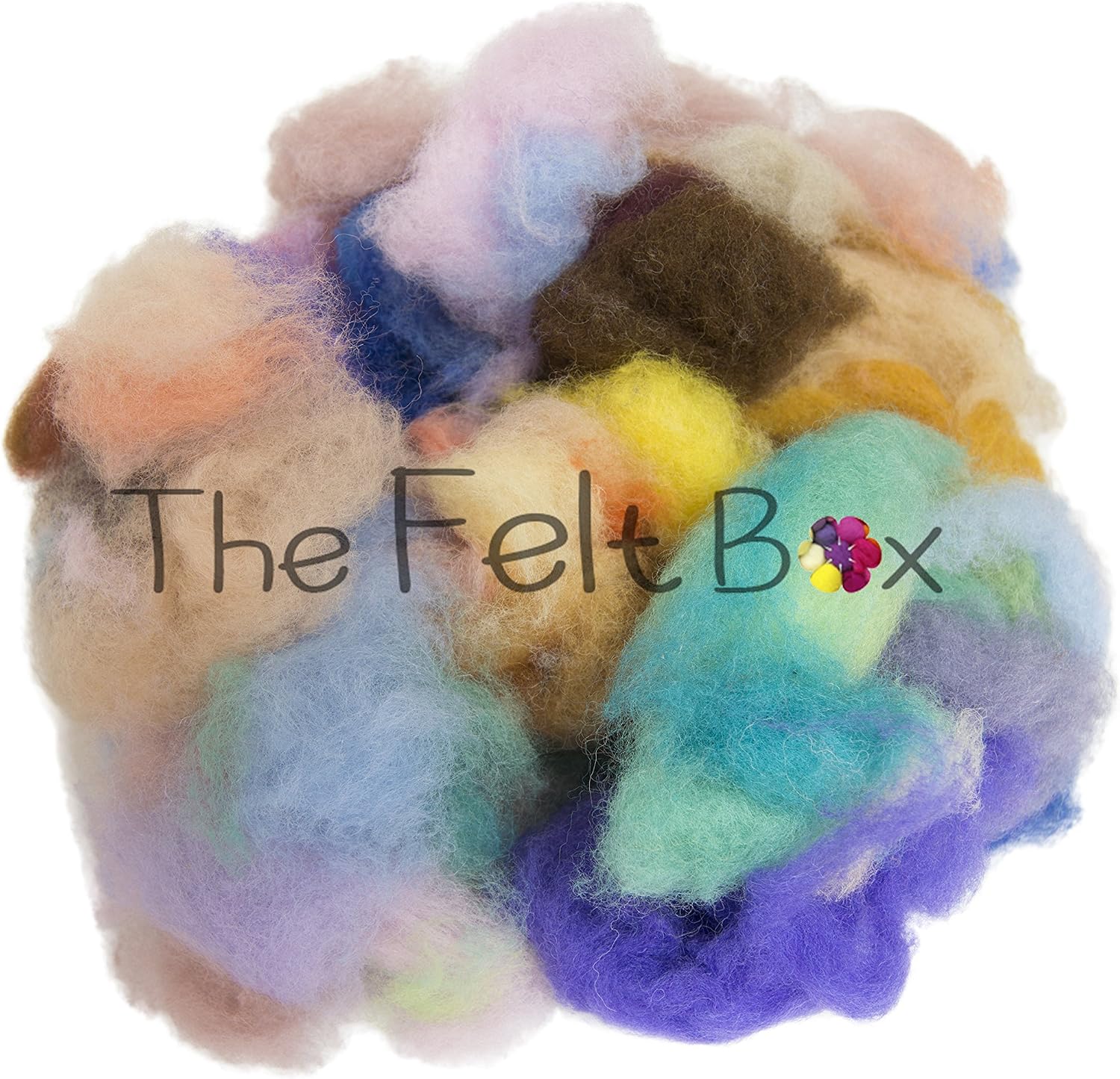 Waste Felting Fibres - Carded Oddments & Tops Mix, 100g (3.5oz) - Assorted Colours for Needle & Wet Felting, Fibre Art, Craft Projects