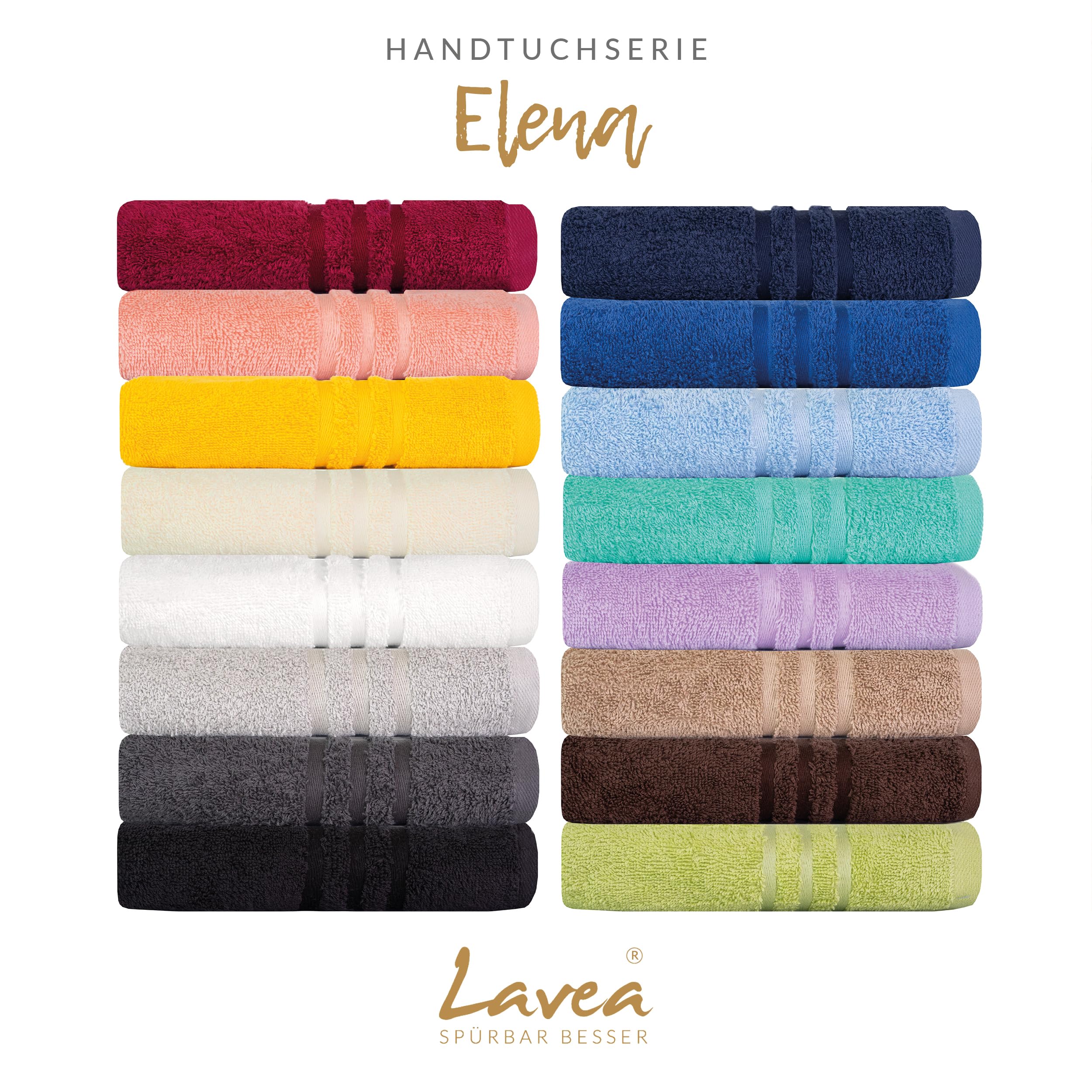 Lavea® 4er Set Handtücher 50x100 cm, Elena Frottiererie, 100% Baumwolle, Frottier Badetuch, saugstark und weich, Sporthandtuch, 60°C waschbar, trocknergeeignet, Handtuch Set, Frottee, Creme 4