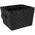 Whitmor Woven Strap Storage Tote - Black Medium Tote Basket With Handles, 13x15x10 Inches - View #5