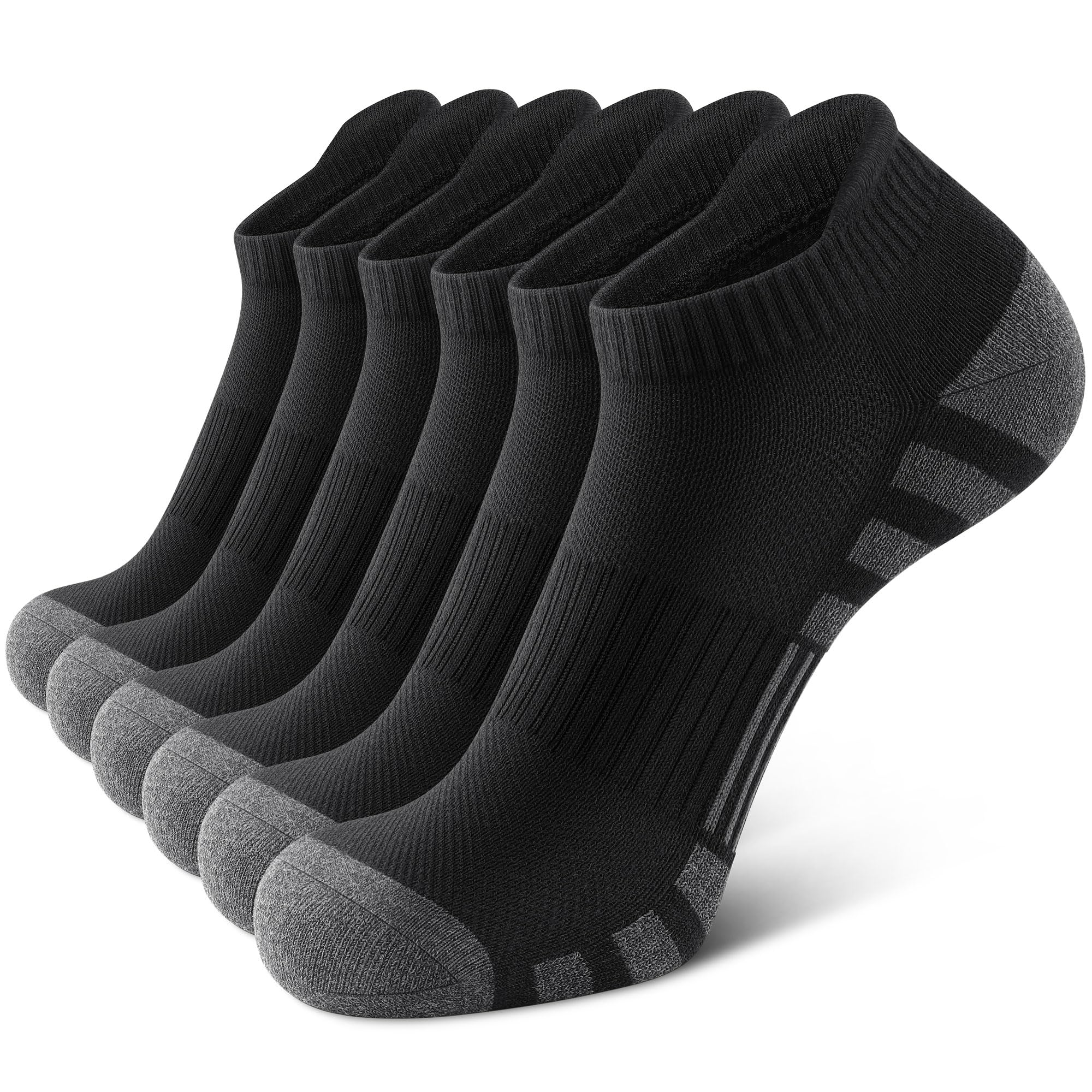 Photo 1 of Airacker Athletic Running Ankle Cotton Socks, Low Cut Cushioned Performance Anti-Blister Tab Sports Socks for Men Women 6 Pairs