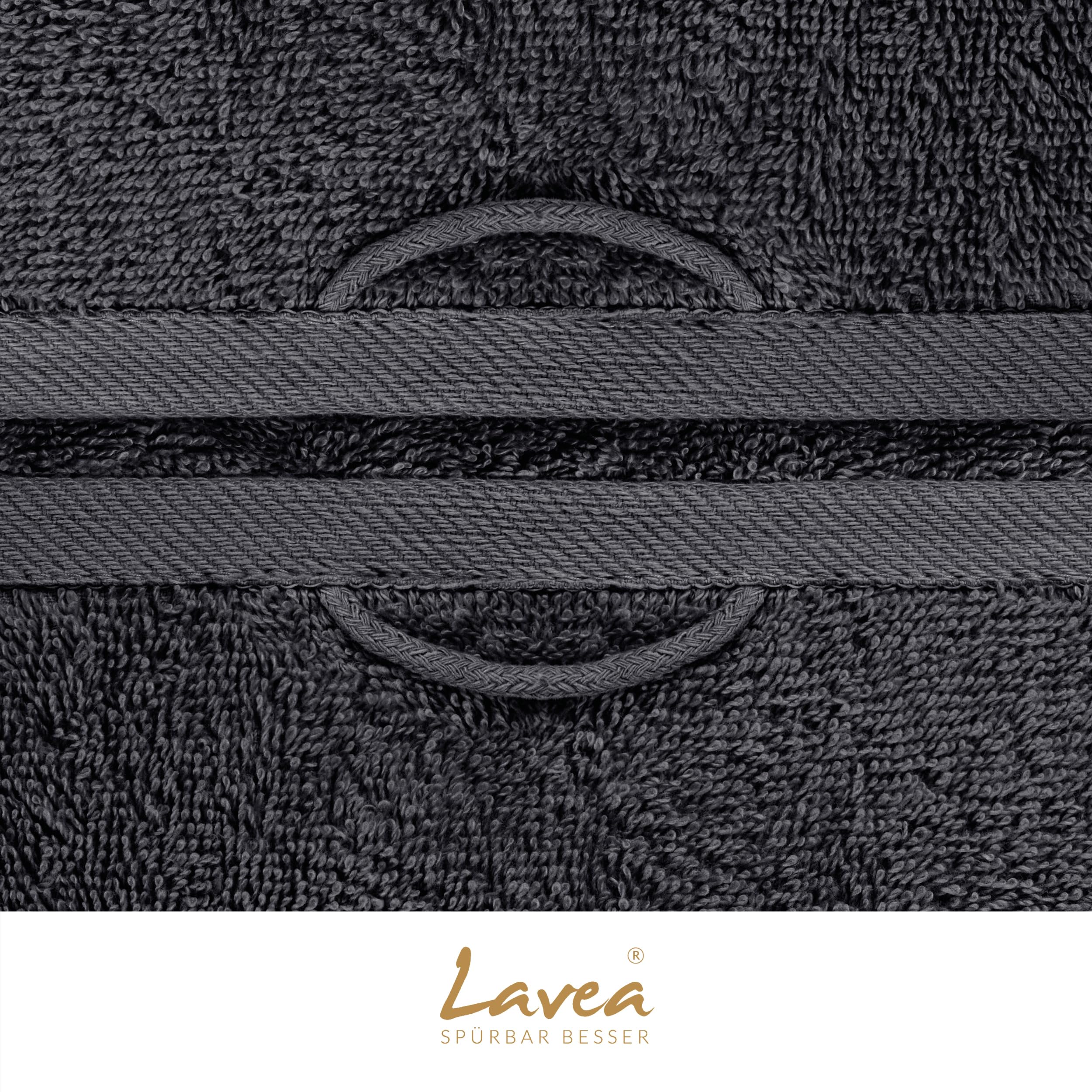 Lavea® 4er Set Handtücher 50x100 cm, Elena Frottiererie, 100% Baumwolle, Frottier Badetuch, saugstark und weich, Sporthandtuch, 60°C waschbar, trocknergeeignet, Handtuch Set, Frottee, Anthrazit 7