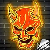 Hannya Mask Neon Sign for Game Room, Tattoo Shop, Tattoo Studio Decor LED Anime Neon Light Cool Room Accessory Japanese Demon Evil Spirit Hannya Sign